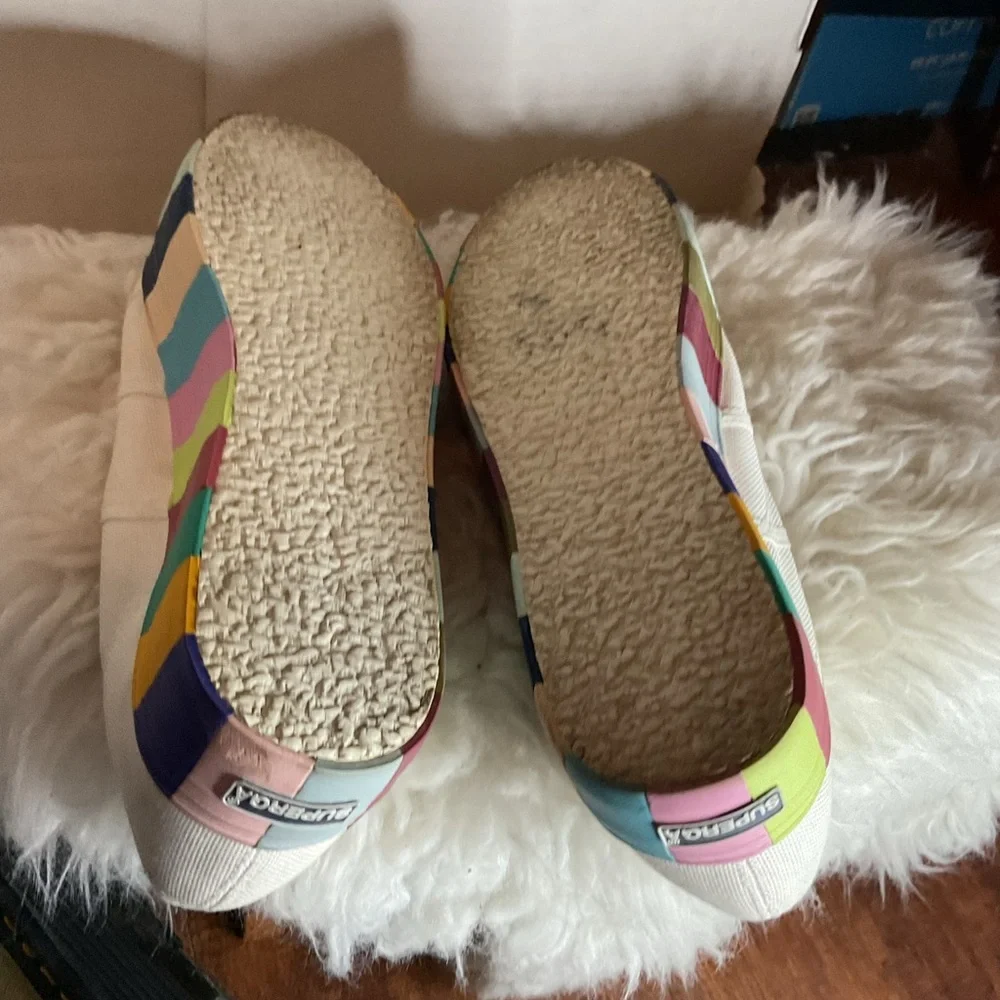 Superga White Platform 2790 Lace Up Rainbow sneakers 41.5/10